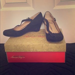 American Rag All black suede heels.
